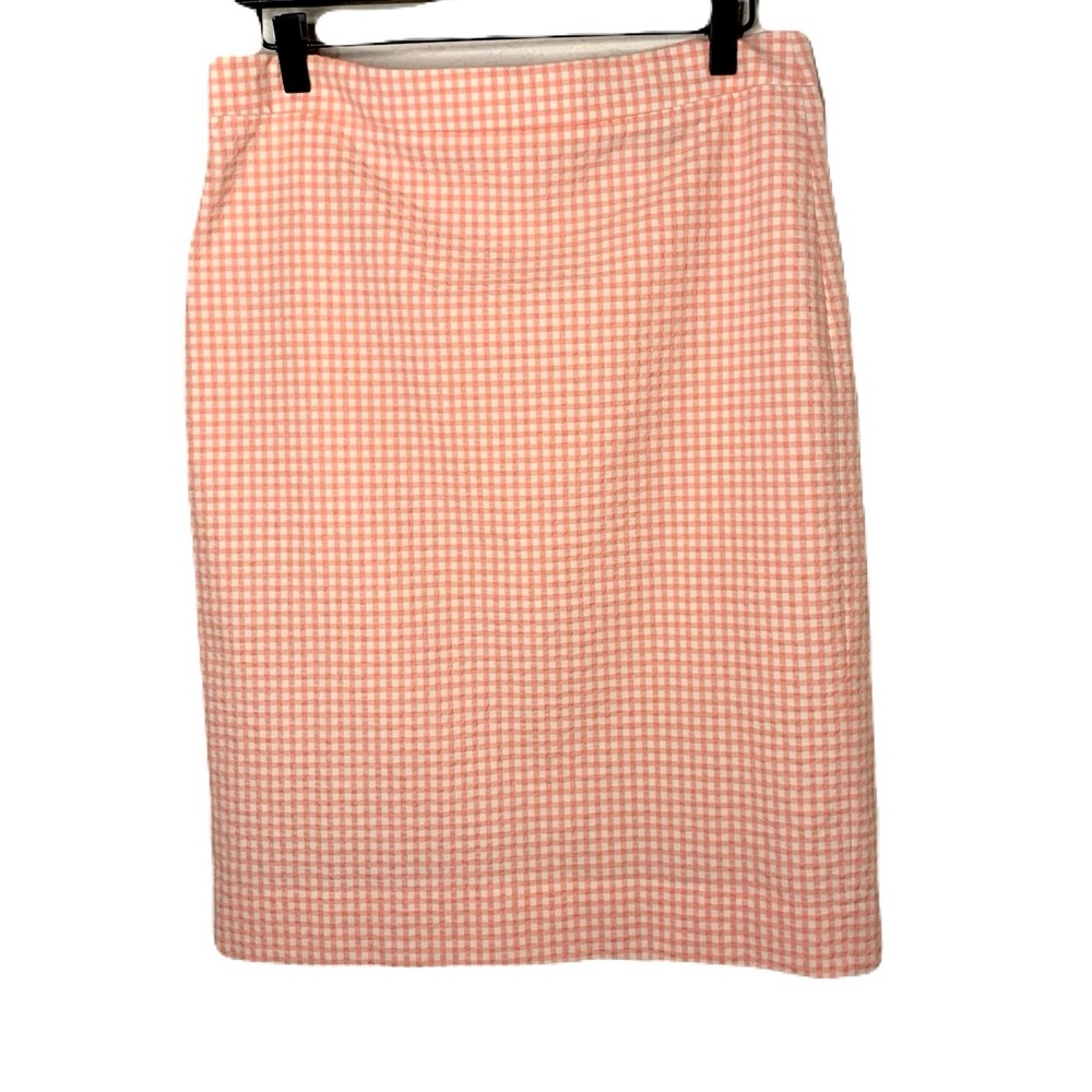 J. Crew 8 Pink & White Gingham No. 2 Pencil Skirt Spring Summer Career Easter